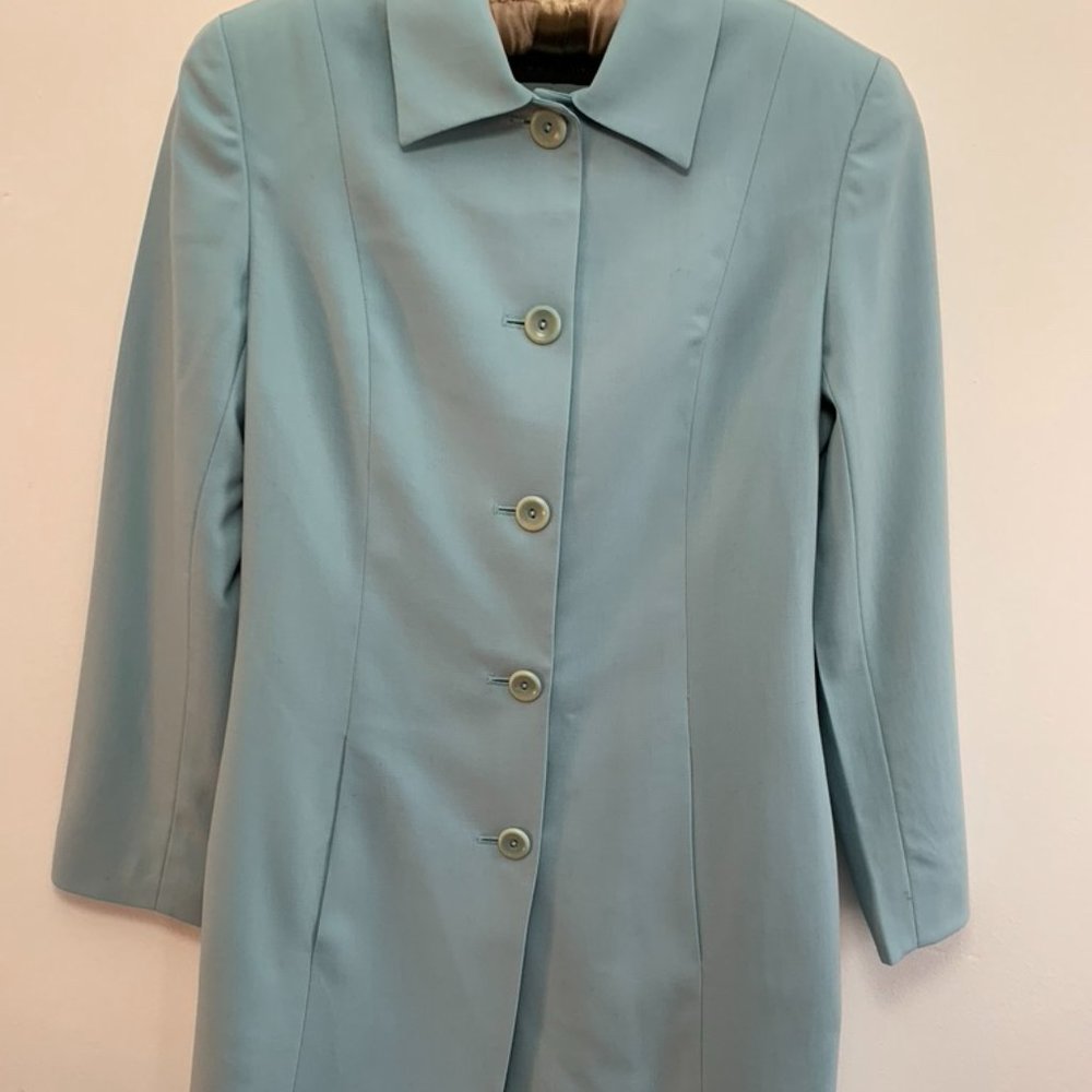 Dana Buchman Robin's-Egg Blue Spring Coat - Picture 4 of 14